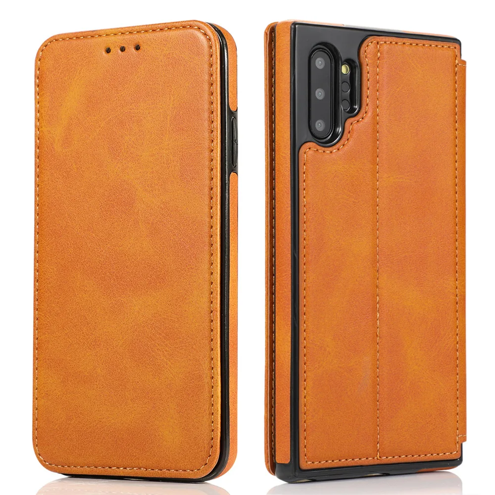 

6 Colors Wallet Flip Leather Phone Case For Samsung Galaxy Note8 Note9 Note10 Note 8 9 10 Plus Card Pocket Kickstand Magnetic