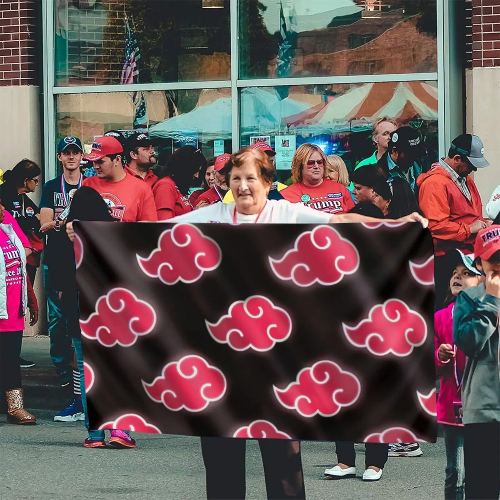 

90x150cm Japanese Anime sasuke Akatsuki Organization Red Cloud logo flag for Room decoration