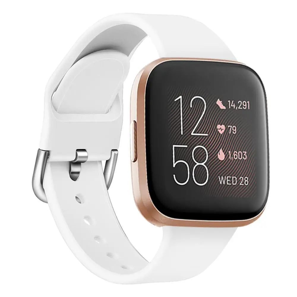White Высококачественный однотонный Браслет для Fitbit Versa 2/Versa Lite водонепроницаемый сменный мягкий силиконовый ремешок для часов Correa - Цвет: White