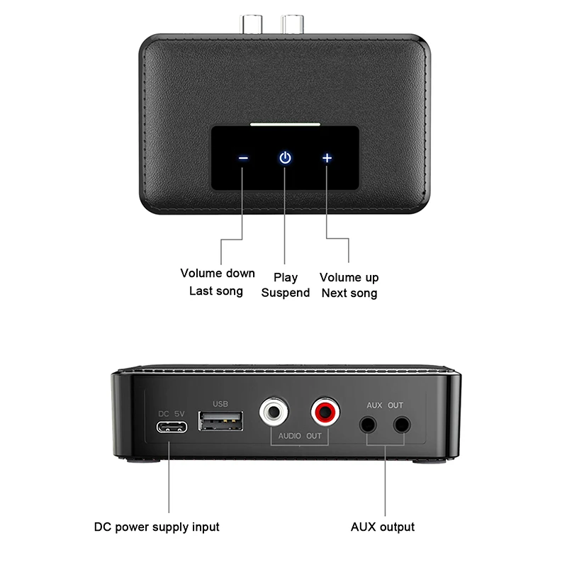 

Bluetooth 5.0 Transmitter Receiver Wireless 3.5mm AUX NFC to 2 RCA Audio Adapter