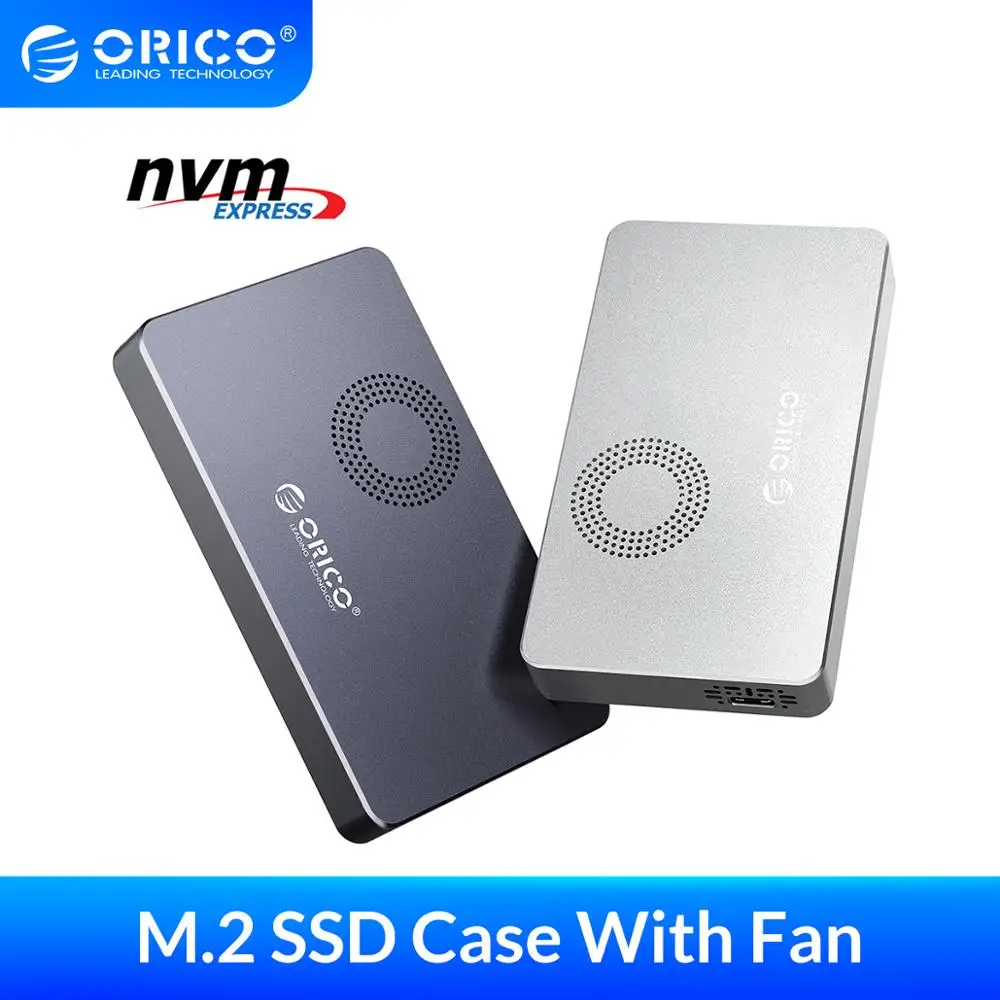 Чехол ORICO M2 NVME SSD с вентилятором для рассеивания тепла M.2 M Key + B Disk USB C 10 Гбит/с