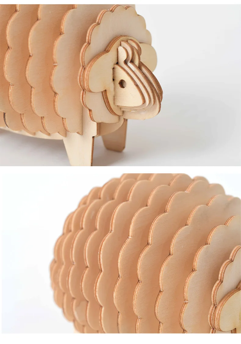 Лазерная резка сделай сам игрушки из овец 3D деревянная головоломка сборная