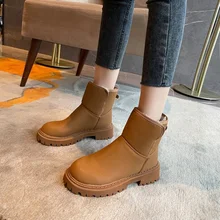 Bottes de neige à semelle épaisse pour femme, chaussures chaudes en peluche, antidérapantes, confortables, décontractées, nouvelle collection automne et hiver 2021  (4)