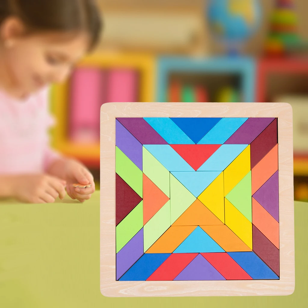 Wooden Pattern Blocks Puzzle Game Classic Educational Toys Tangrams for Kids | Игрушки и хобби