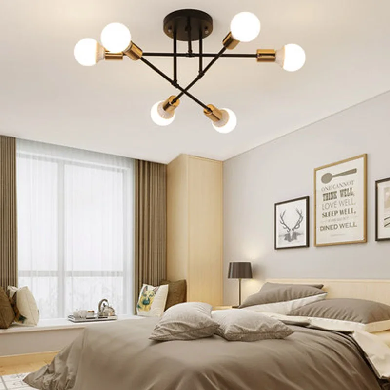 Винтажные потолочные светильники для дома лампа из кованого железа гостиной