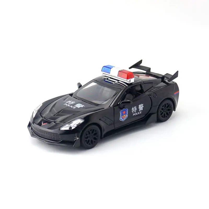 1:32 Масштаб/литая металлическая игрушка/Chevrolet Corvette полиция/звук и