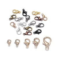 50pcslot 5x10 6x12 7x14mm alloy rhodium metal lobster clasps hooks for diy necklace bracelet chain jewelry making findings