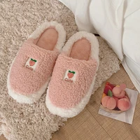2021 winter women home slippers womens lovely strawberry warm non slip slipper anti slip warm plush plush slipper