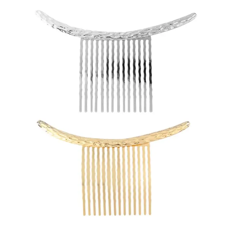 

Retro Women Metal Curved Hair Side Combs Alloy Polished Wavy Teeth Hairpins Barrette Wedding Bridal Headpiece