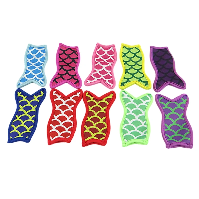

10pcs Popsicle Holder Bag Fish Tail Shape Ice-Pop Sleeves Freezer Covers Reusable