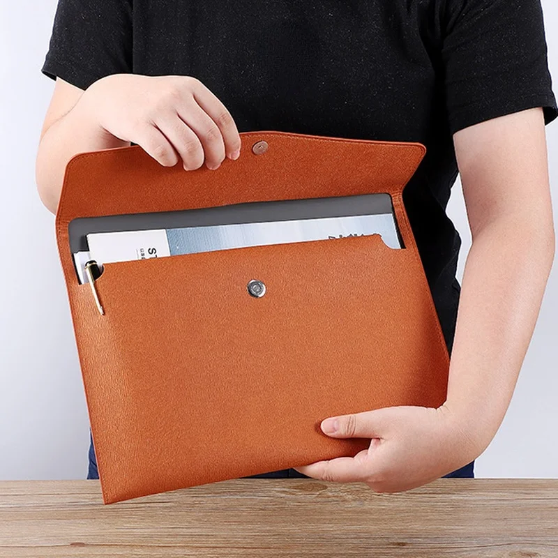 

Waterproof Leather A4 Business Briefcase File Folder Document Paper Organizer Storage Bag School Office Stationery