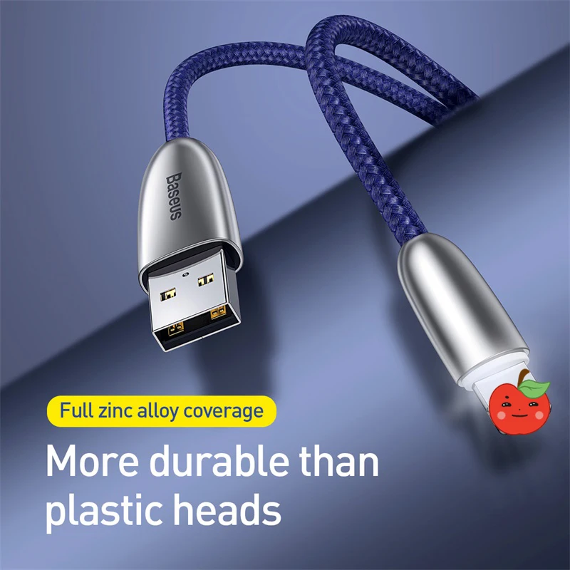 USB кабель Baseus для iPhone 11 Pro XS Max XR Xs 8 7 6 6s Plus SE 5s 2.4A индикатор быстрой зарядки шнур