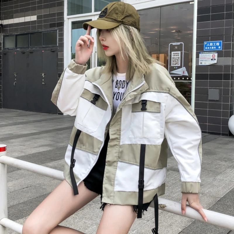 Свободное пальто Женская Осенняя куртка для отдыха Harajuku Casaco Feminino уличная Bts ривердейл пальто и куртки женские - Цвет: Turquoise
