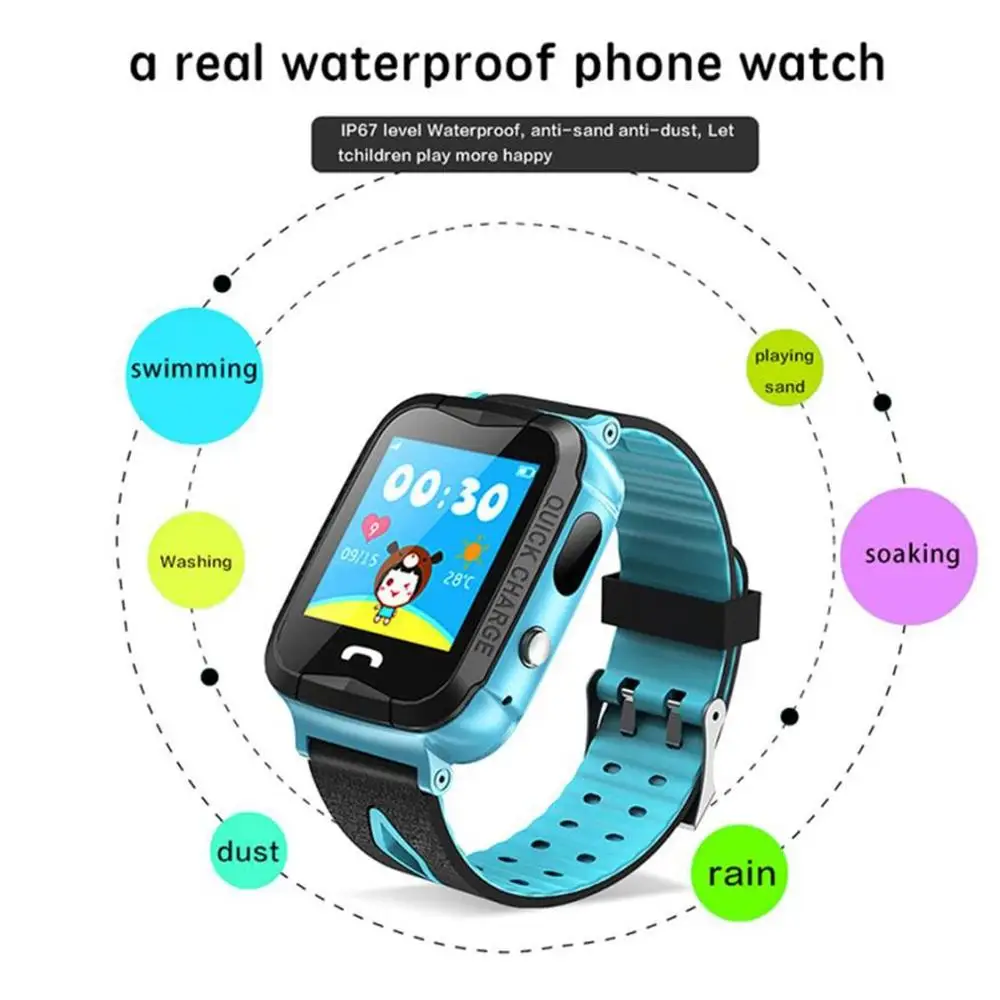 Y34 Daily Waterproof Anti Lost Child GPS Tracker SOS Positioning Tracking Kids Smart Watch Phone Baby Safe Christmas Gifts | Электроника