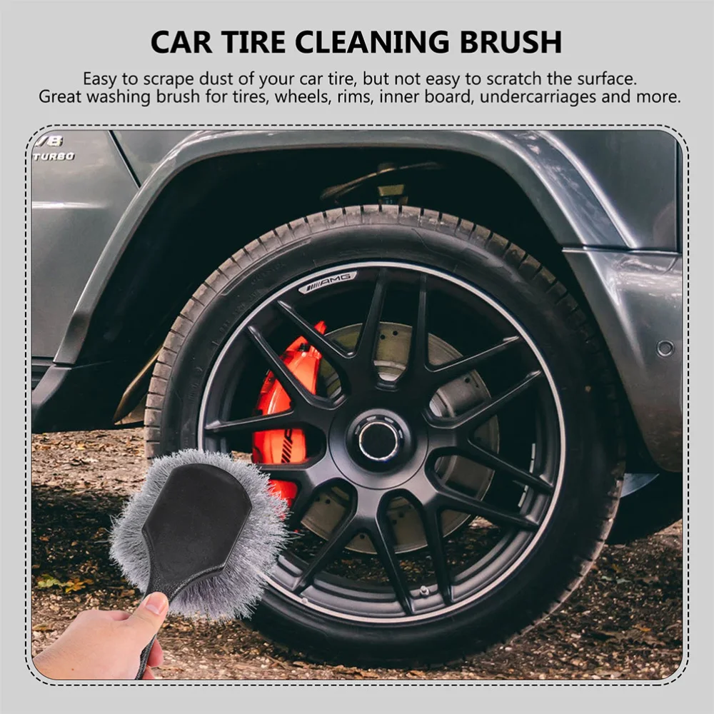 

2pcs Durable Car Wheel Brush with Short Handle for Cleaning Wheels Rim