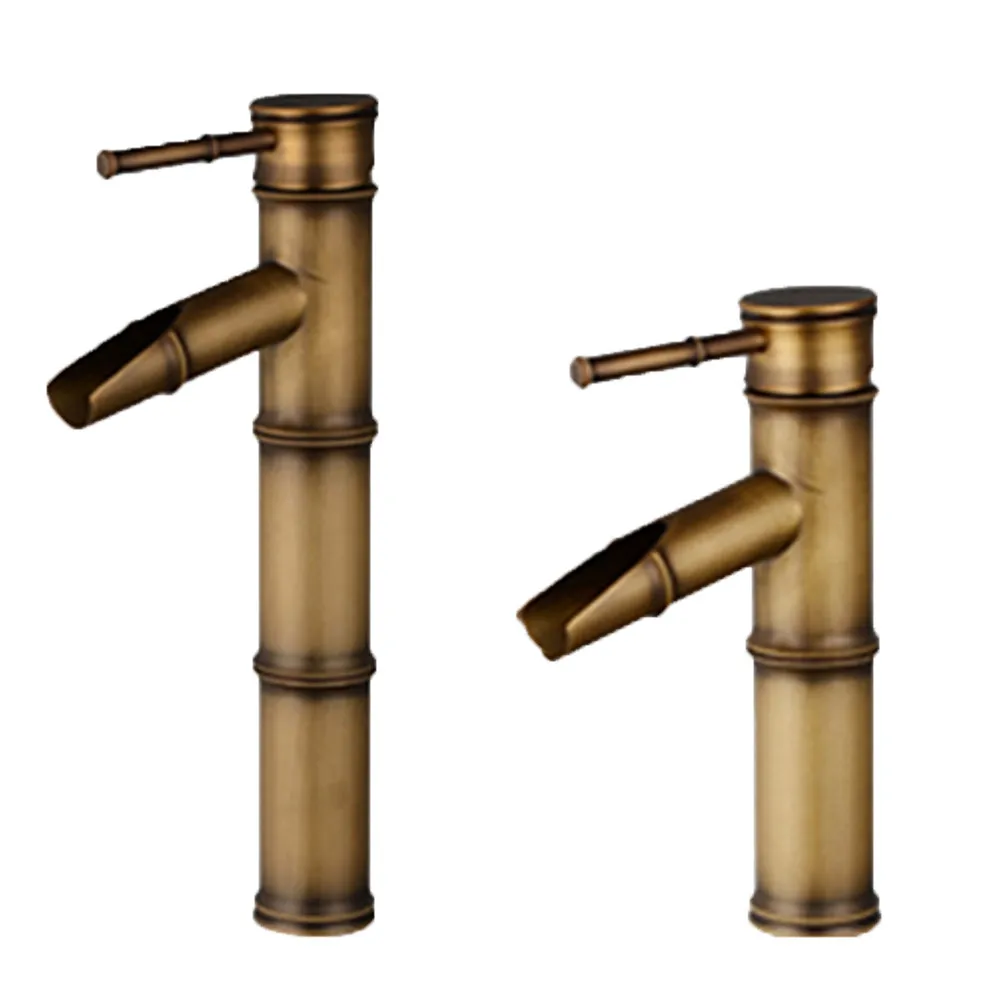 

Faucet European Antique All Copper Platform Basin Faucet Bamboo Washbasin Faucet Bathroom Cold And Hot Water Washbasin Faucet