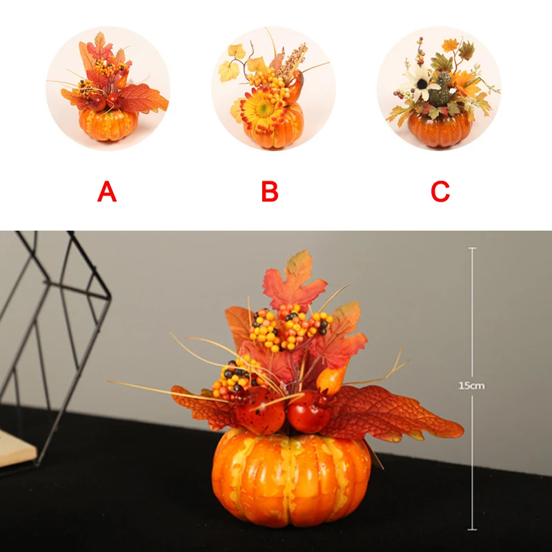 

Hot Mini Artificial Pumpkin Maple Leaf Halloween Decoration For Home Autumn Harvest Thanksgiving Ornament Props