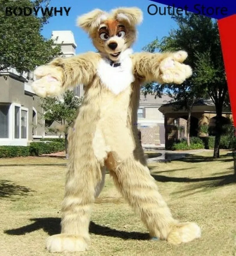 С длинным мехом с рисунком лисы собаки костюм талисмана Высокое качество Fursuit