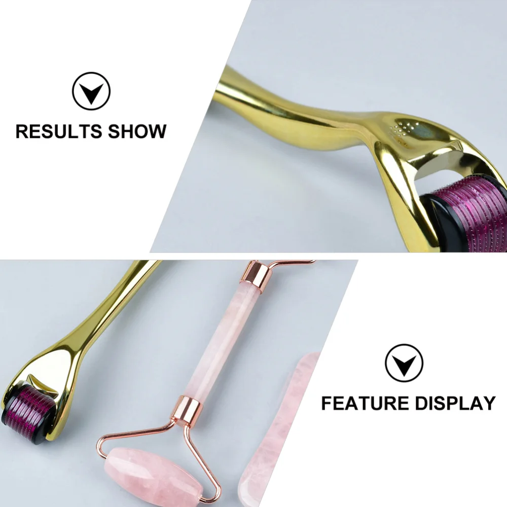 

1 Set 3pcs Massaging Tool Crystal Face Roller Facial Scraping Plate Microneedle