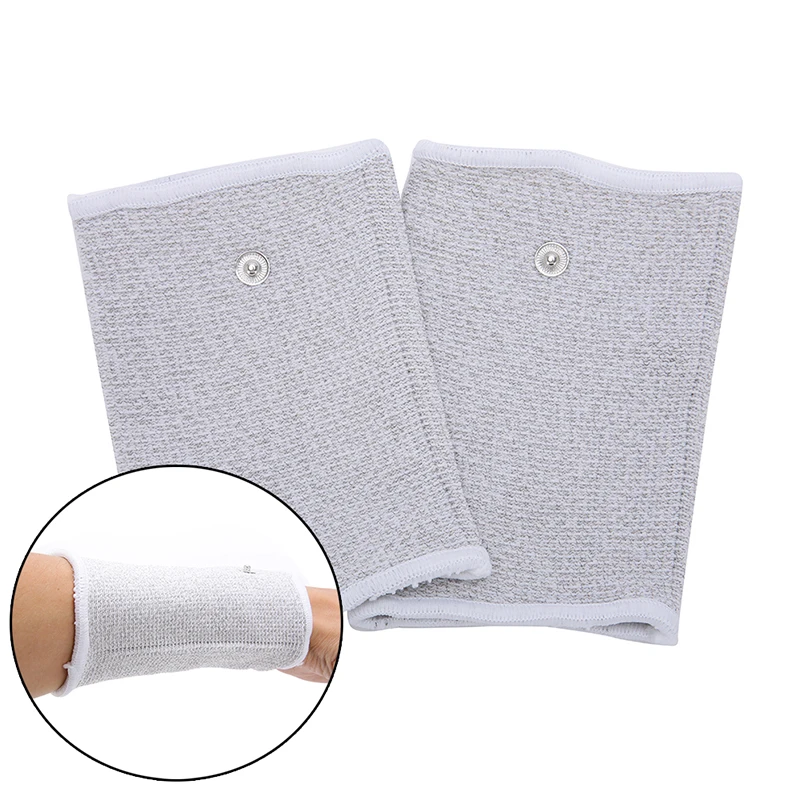 

1 пара из серебряного волокна дышащая токопроводящие, для массажа TENS/EMS электрода терапии подтяжки браслет Электротерапия блок для обществе...