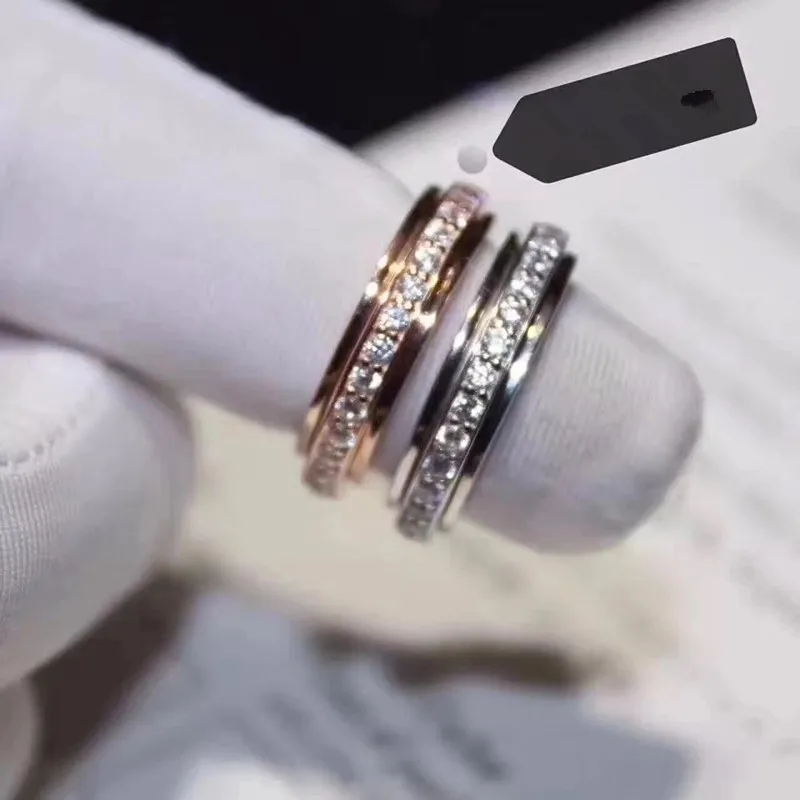 От известного бренда один слой Циркон с вращающимся кольцом Модные 925 серебро