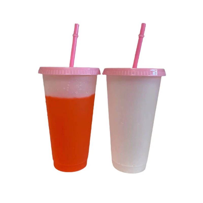 

New Reusable Color Changing Cold Cups Straw Cup Plastic Tumbler With Lid Blood Vampire Party Cup Haunted House Drink700ml/24oz