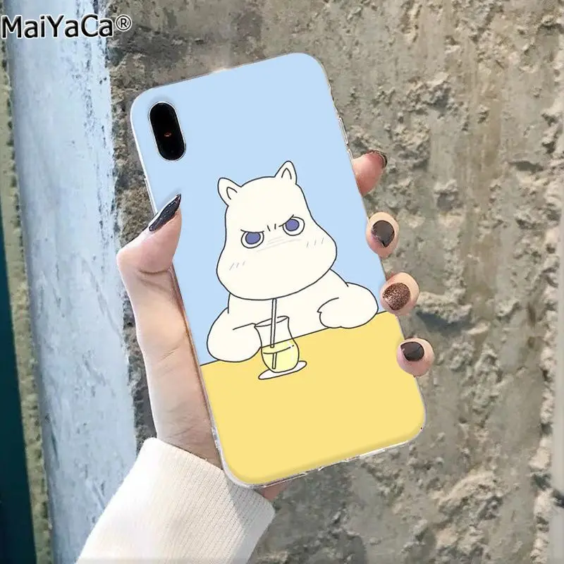 MaiYaCa Бегемот Муми-Тролль милый мультфильм животных черный чехол для телефона чехол для Apple iphone 11 pro 8 7 66S Plus X XS MAX 5S SE XR