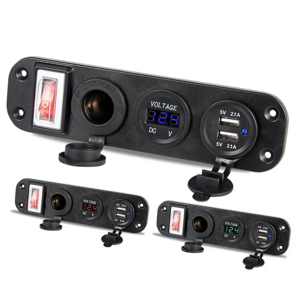 

Vehemo Independent Car Charger Socket Dual USB Panel Bus Intelligent for Switch Car Charger Switch 3 in 1 Yacht Car Charger