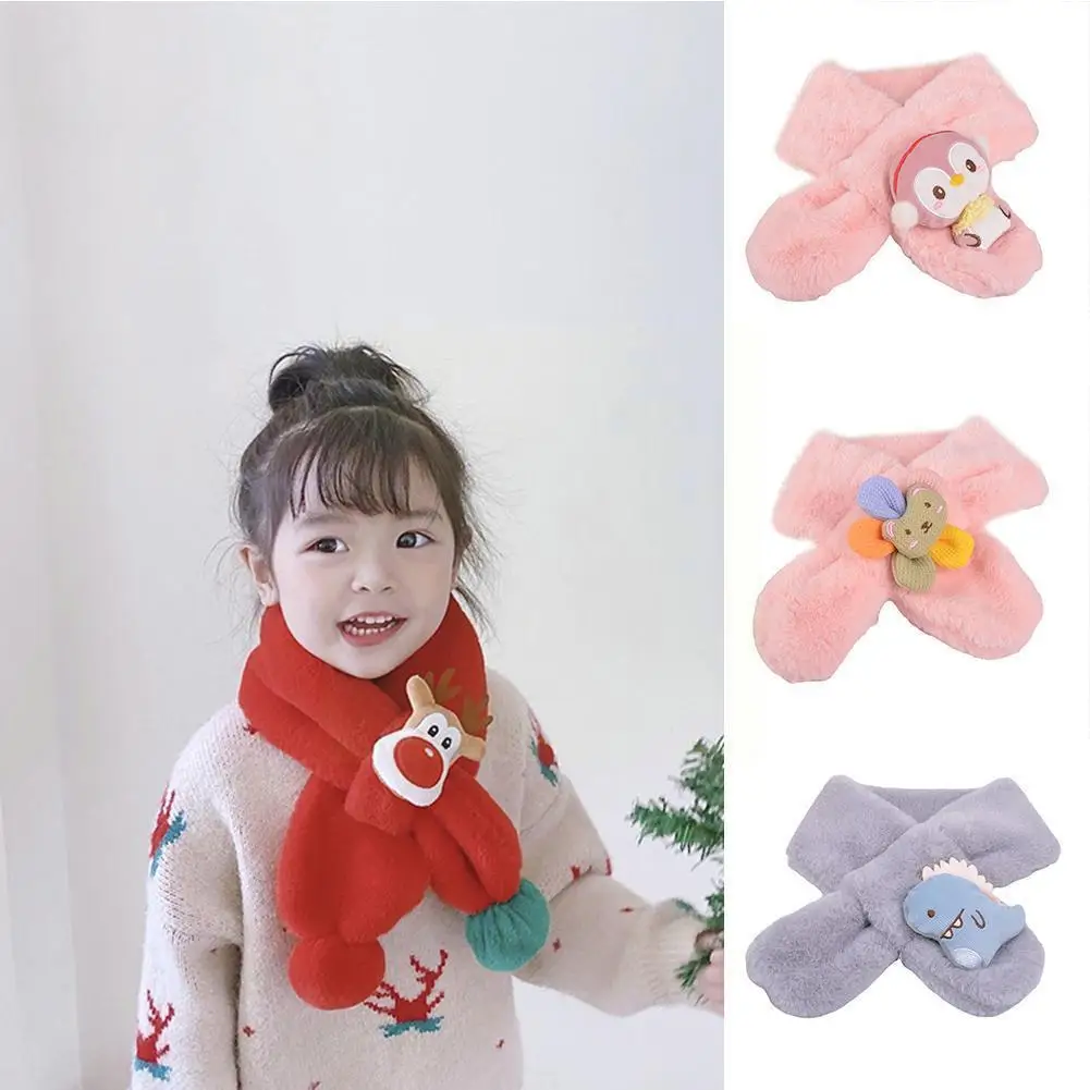 

Зимний Детский плюшевый шарф с милыми мультяшными фруктами, теплый воротник для девочек и теплый шарф, мягкий плотный ветрозащитный детски...