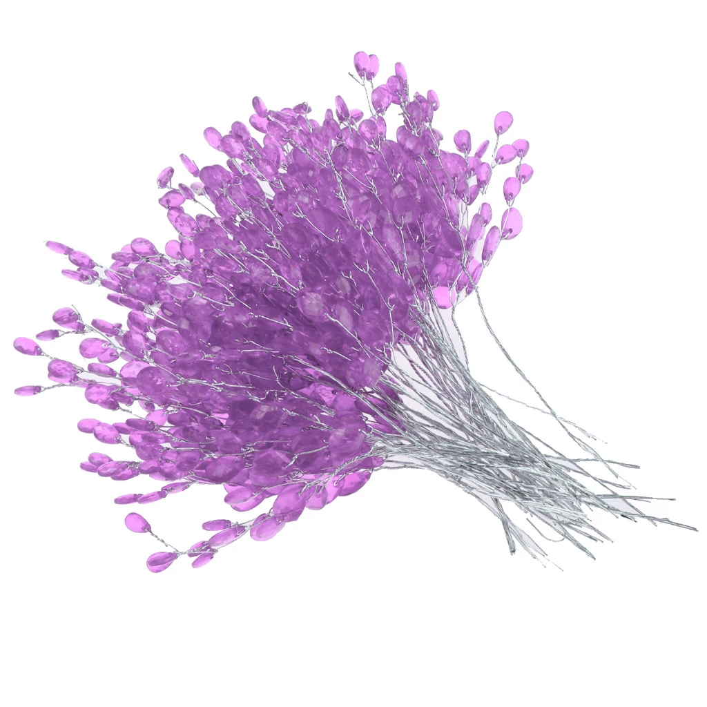 

50-in-1 Artificial Lifelike Flower Bouquet Crystal 3 Twigs Photo Props