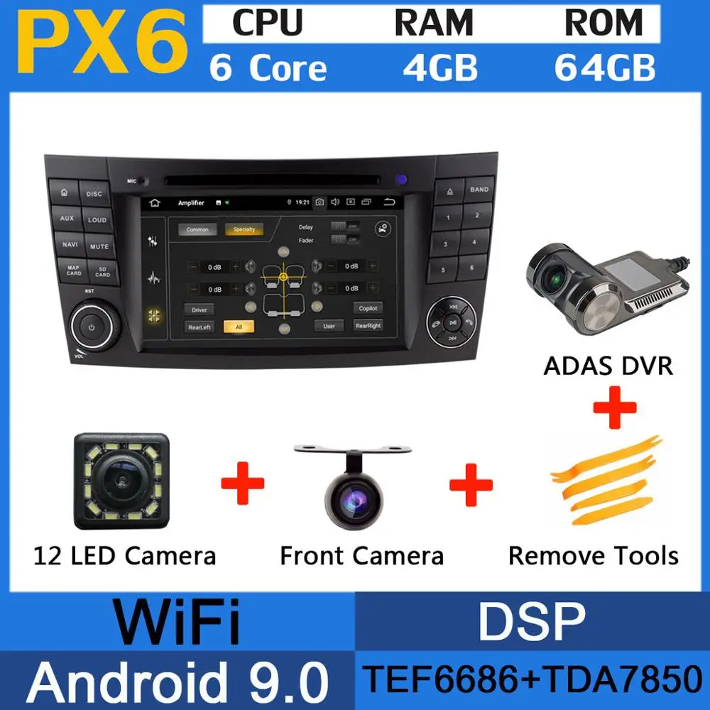 PX6-Adas 5 USB порт Android 9,0 PX6/Восьмиядерный 4 Гб ram автомобильный dvd-плеер для Mercedes Benz W211 W463 W219 W209 E G CLK CLS класс Автомагнитола - Цвет: PX6-Adas