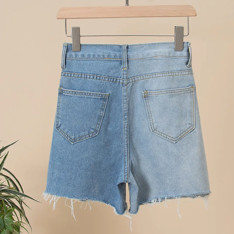 

LY VAREY LIN New Summer Women Streetwear Adjustable Waist Washed Denim Shorts Casual Female Ins Retro Ladies Jeans Blue Shorts