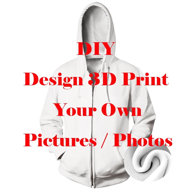 

3D Print Men hoodies Women Anime Plus velvet Sweatshirt customize zipper Harajuku kids Thicken shirt streetwear sweatshirts