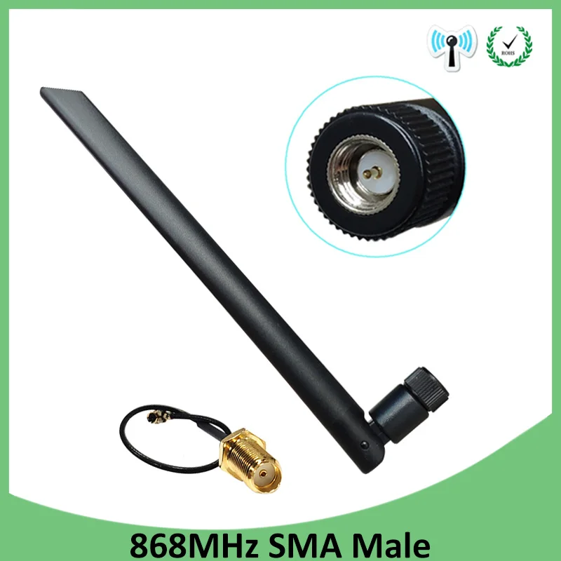 10pcs 868 MHz 915MHz Antenna lora pbx 5dbi SMA Male Connector GSM 915 MHz 868 IOT antena antenne +21cm RP-SMA/u.FL Pigtail Cable