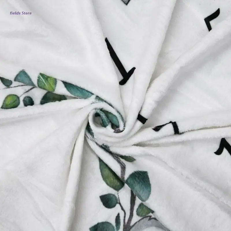 

Baby Monthly Record Growth Milestone Blanket Newborn Soft Flannel Swaddle Wrap Photography Props Creative Green Leaf Cloth