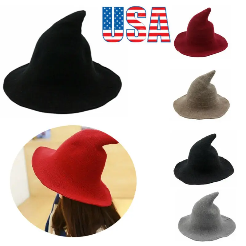 1 шт. Современная шерстяная женская шляпа ведьмы на Хэллоуин из модной овечьей