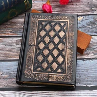 engraved notebook diary book journals vintage leather journal classic diaries retro plaid leather black golden framed notebook