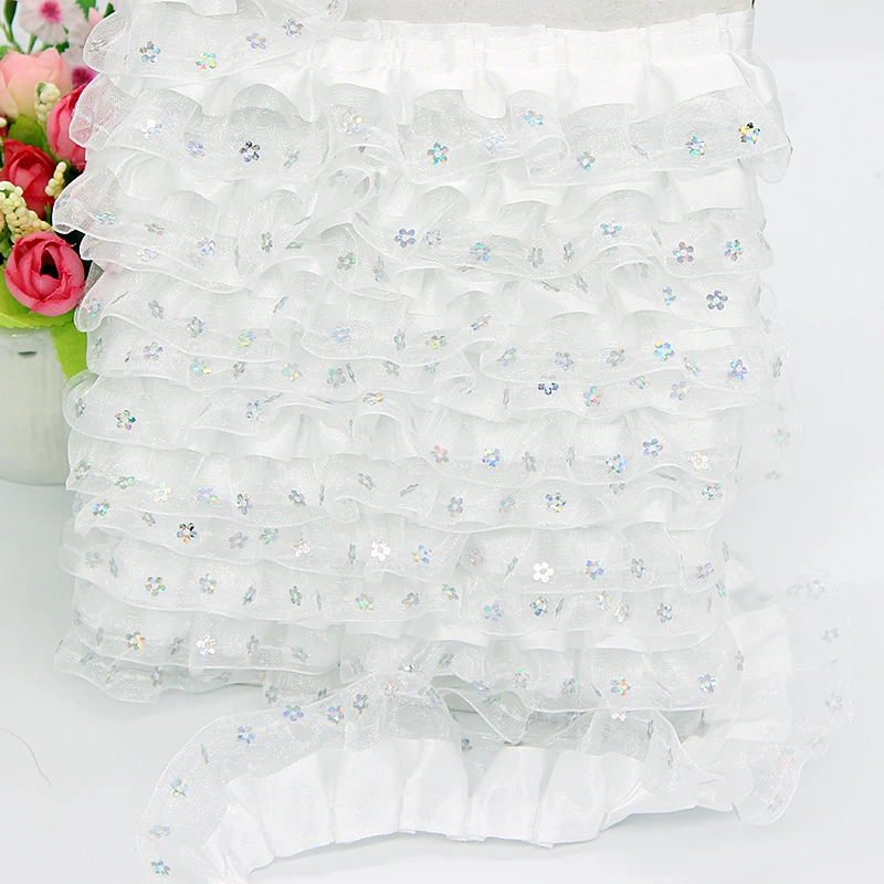 

Nice Double Layer Sequins Fine Lace DIY Toy Doll Wedding Dress Bouffancy Silk Ribbon Manual Skirt And Collar Dog Cat Bib Dresses