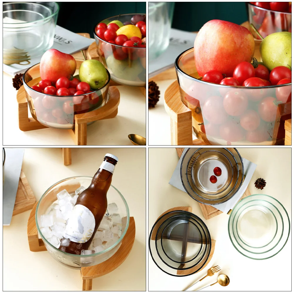 

1 Set of Glass Salad Bowl Dessert Container Food Serving Bowl with Base