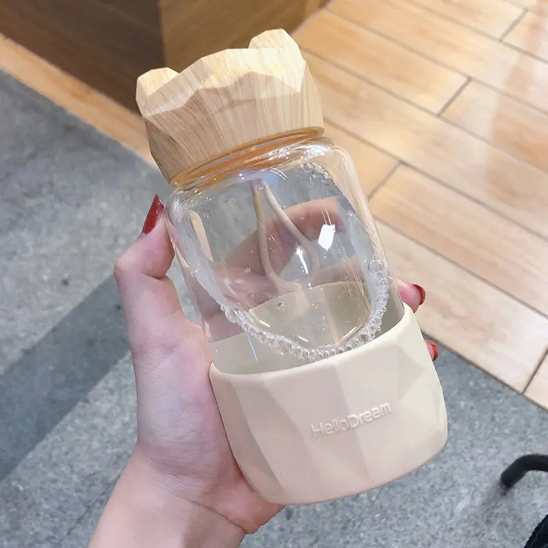 340 мл стеклянная портативная термостойкая стильная прозрачная чашка для молока и