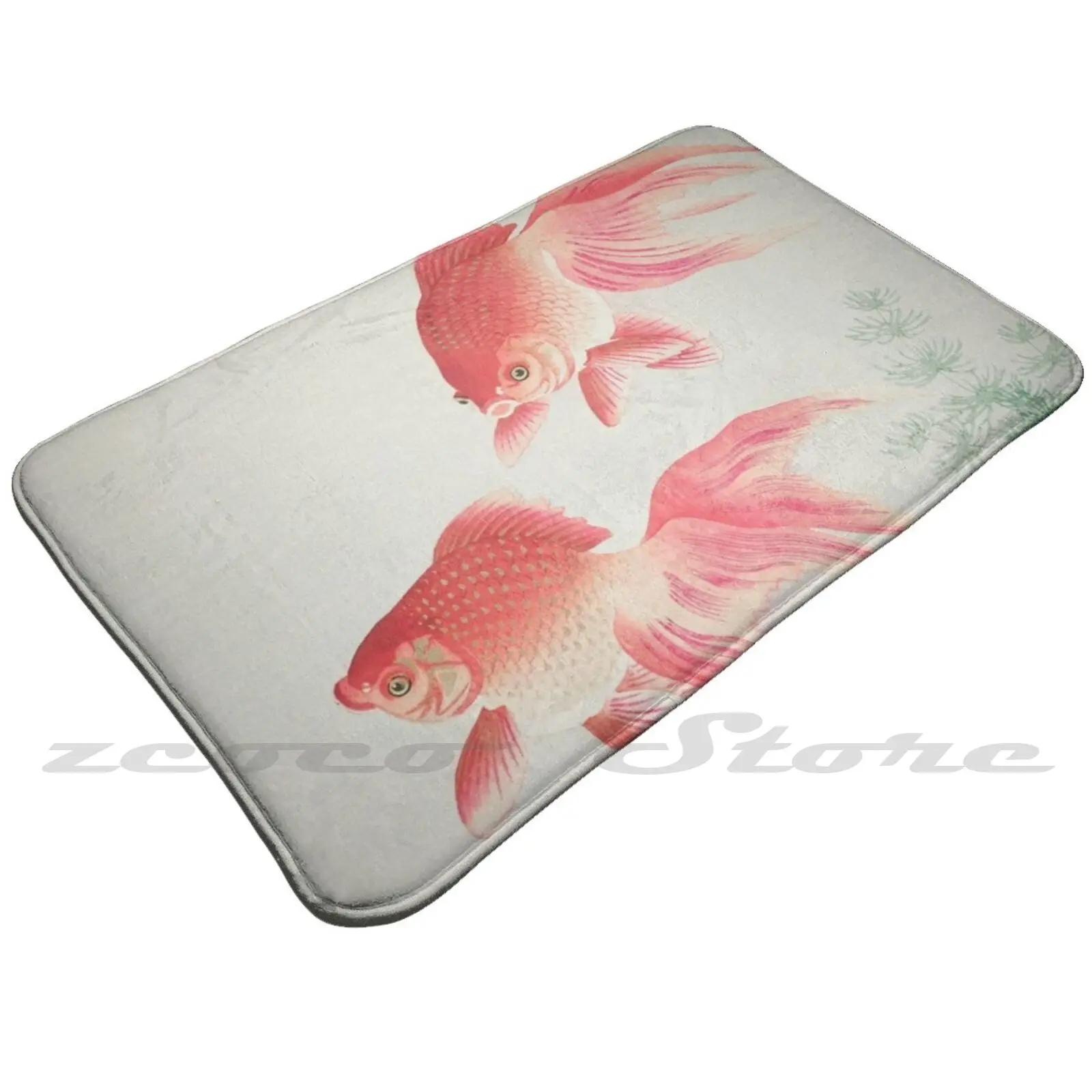 Two Goldfish ( 1926 ) By Ohara Koson Carpet Water Absorb Non-Slip Soft Door Mat Fish |