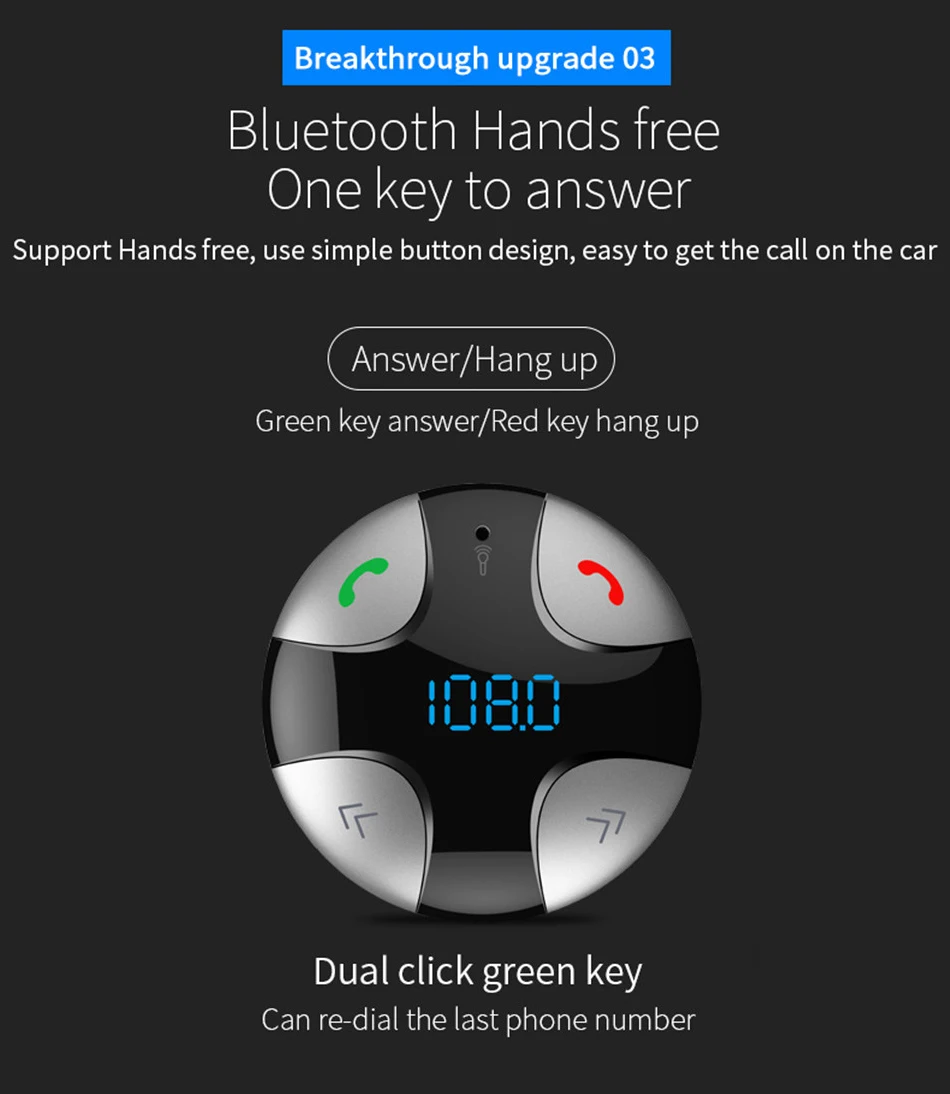 USB быстрое автомобильное зарядное устройство Bluetooth приемник Магнитный fm-передатчик модулятор Автомобильный AUX беспроводной радио адаптер MP3 плеер и микрофон