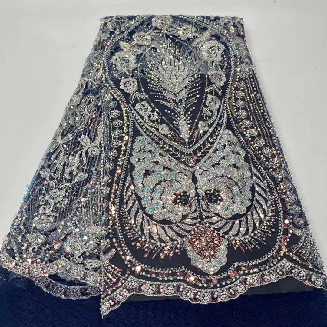 Суперкрасивая Роскошная ткань-Тюль с вышивкой вручную/Вышитая французская