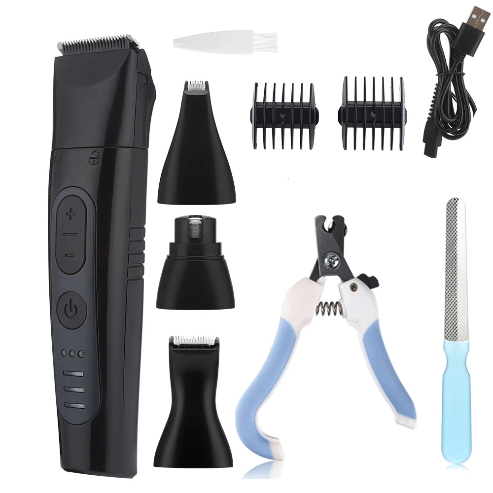 4 in 1 Pet Hair Clipper Grooming Machine Clippers For Trimming Around Paws Ears Prefessional Haircut Nail Grinder Dogs | Дом и сад
