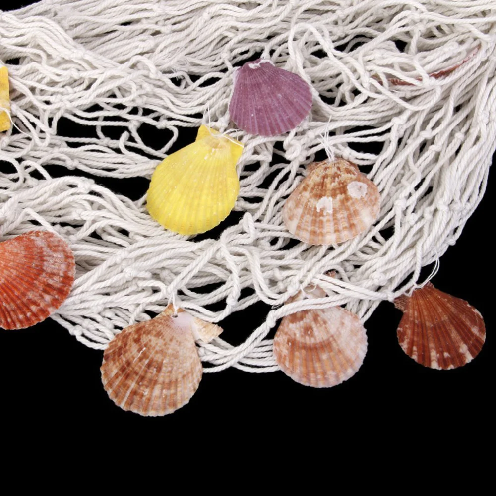 

1*2M Mediterranean Style Decorative Fish Net With Shells Photographing Background
