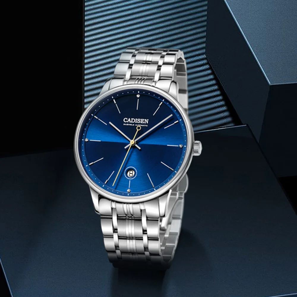 

CADISEN Brand Luxury Men Watches Automatic Black Watch Men Stainless Steel Waterproof Business Sport NH35A Mechanical Wristwatch