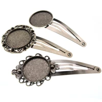 5pcs antique silver blank hair clip cabochon base settings 20mm dia hairpin bezel trays diy jewelry findings