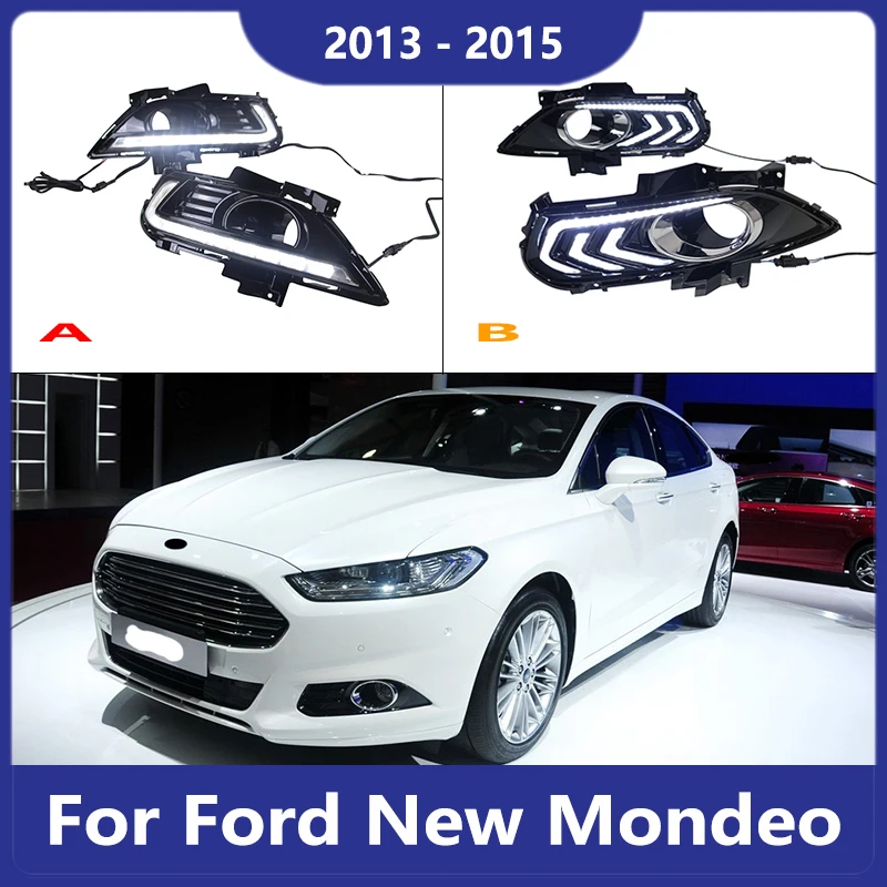 

2pcs For Ford Mondeo Fusion 2013-2015 LED Daytime Driving Running Light DRL Car Fog Lamp 6000K White Turn Yellow Turn Blue Light