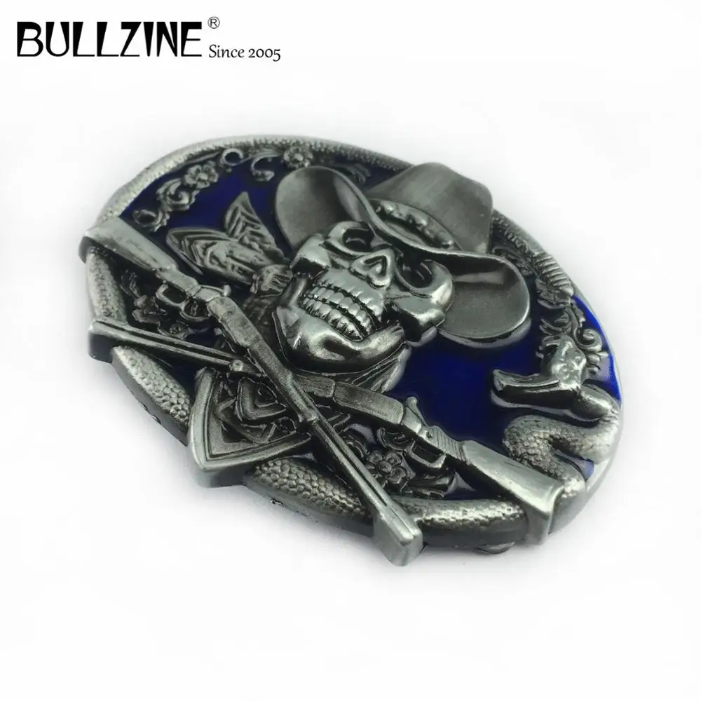 Bullzine цинковый сплав Западная Череп Пряжка на ремешке синий эмалированная пряжка