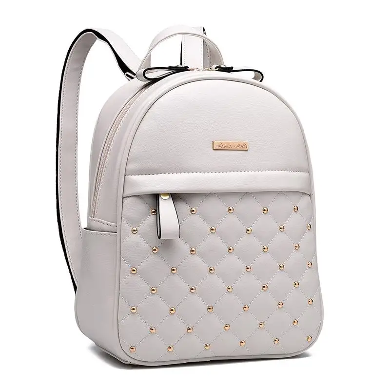 Женская сумка высокого качества однотонный рюкзак с заклепками Европейская и